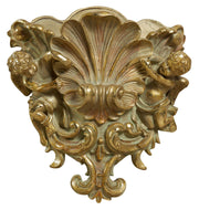 Biscottini Acquasantiera in resina finitura oro anticato L34xPR15,5xH39 cm