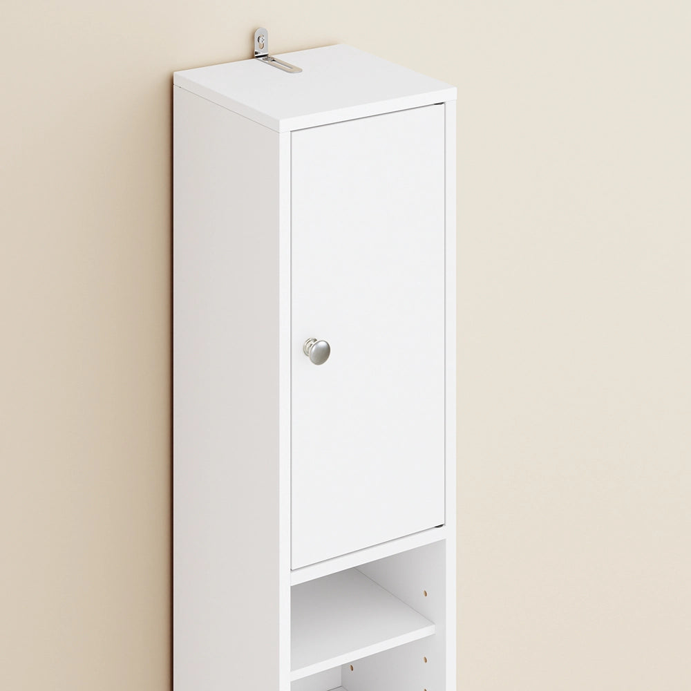 SoBuy BZR34-II-W Colonna Bagno Stretta - Mobile Bagno Idrorepellente, Alto con Ripiani Regolabili e Cassetto - Armadietto Salvaspazio, MDF, Bianco, 20x180x20c