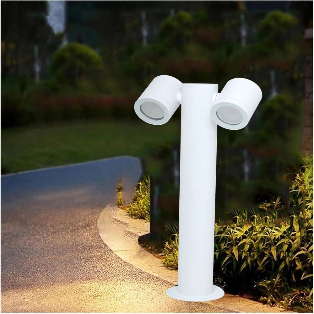 Trade Shop - Lampione Giardino Moderno Con Diffusori Orientabili Lampada Attaco Gu10 Ip44 539pb-b440 - Bianco