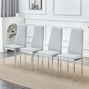 Sedie da Pranzo Set 4 Pezzi ¨C MINIMAL ¨C Similpelle Grigio Chiaro, Gambe Metallo, Design Moderno