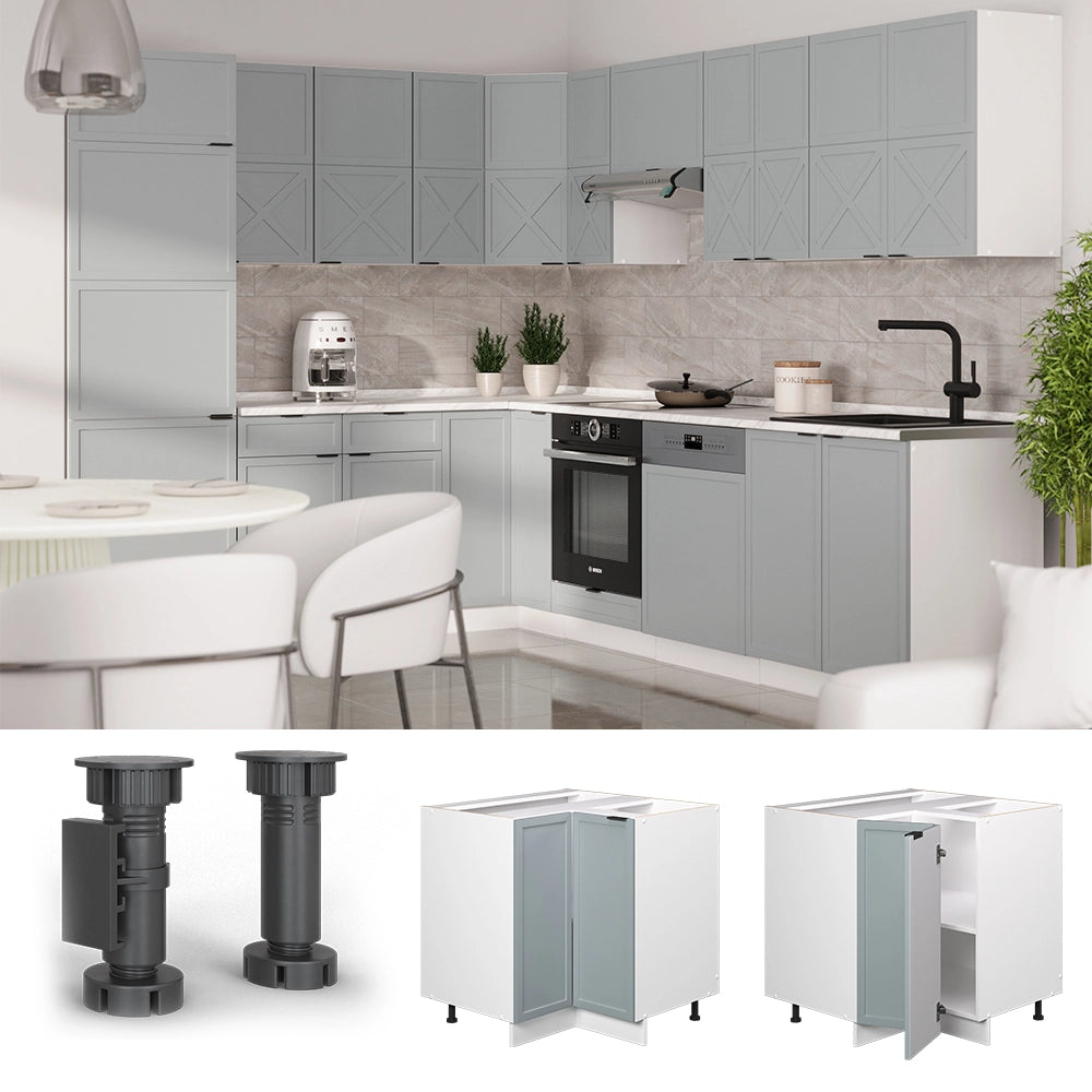 Mobile ad angolo cucina Fame-Line Blu-grigio chiaro/Bianco 80.5 cm, PL Antracite Vicco