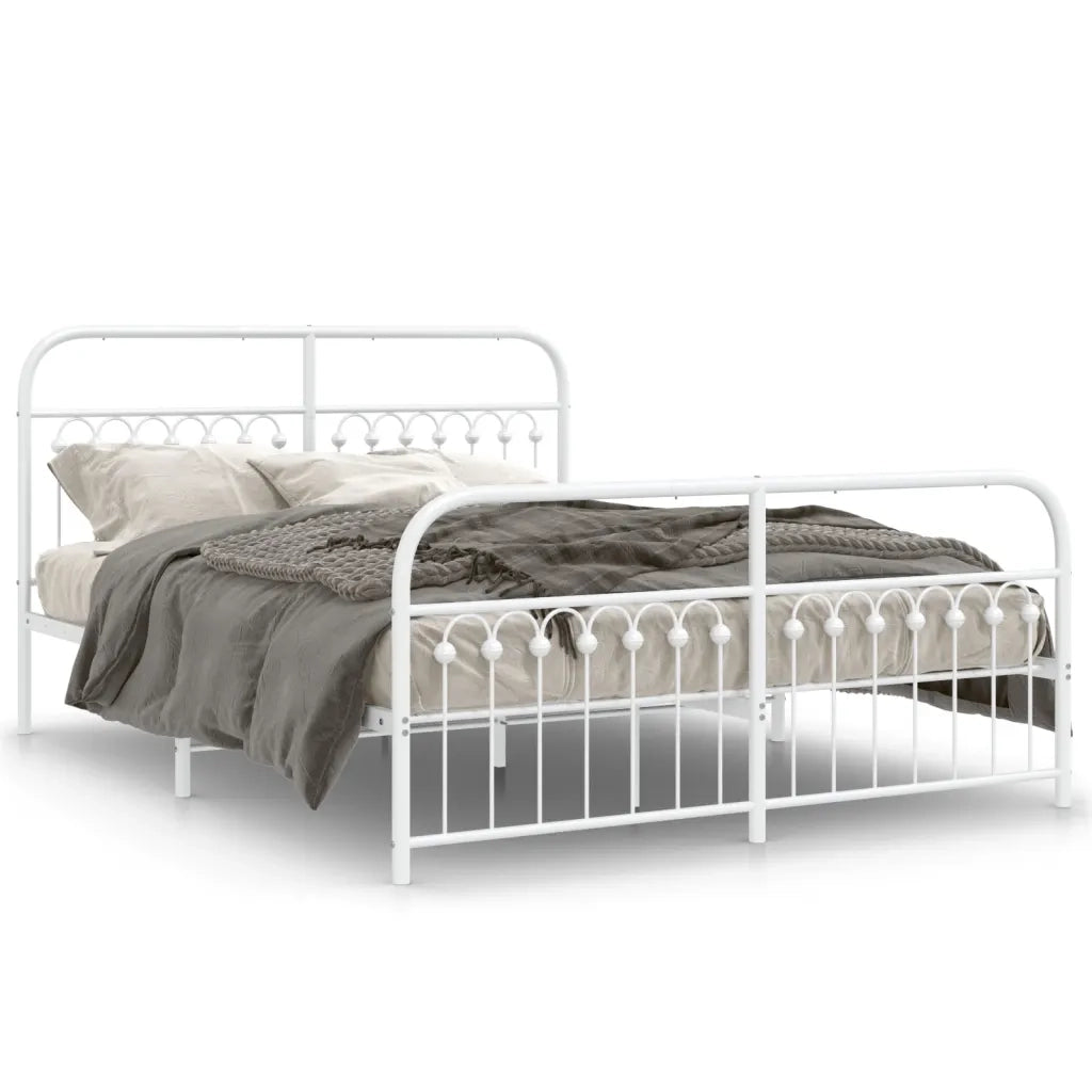 Giroletto con Testiera e Pediera-Struttura Letto Metallo Bianco 150x200 cm 185342