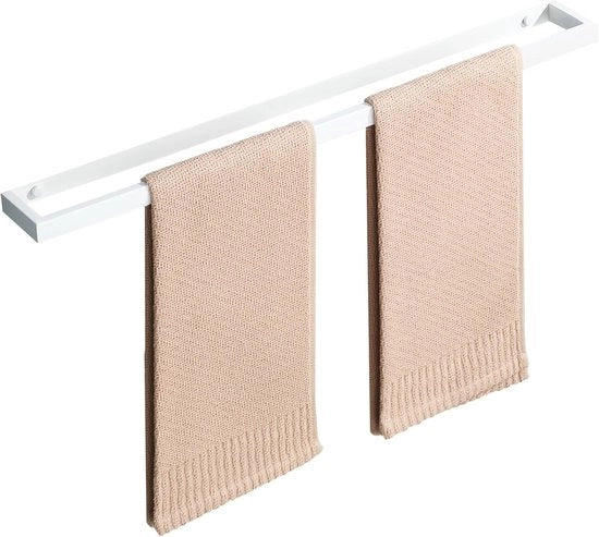 Sostegno asciugamani - Sostegno asciugamani ospiti - Bagno Cucina - Montaggio a parete - Acciaio inossidabile - 60 cm - Bianco