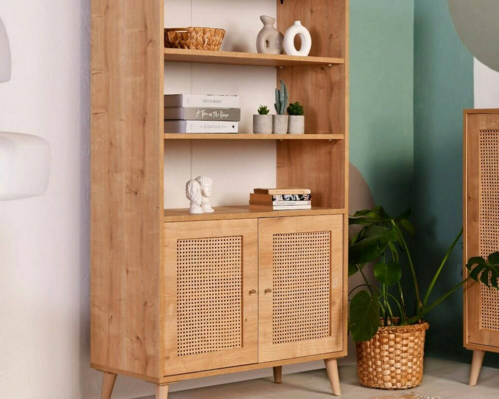 Credenza Skopje, Buffet da soggiorno, Madia da salotto, Dispensa da cucina, 90x40h110 cm, Quercia