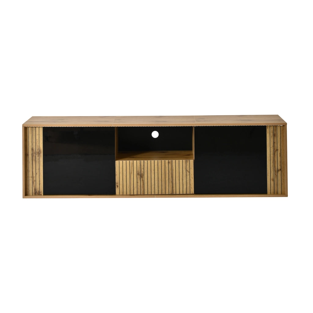 Mobile porta TV 180 cm nero ed effetto legno con illuminazione