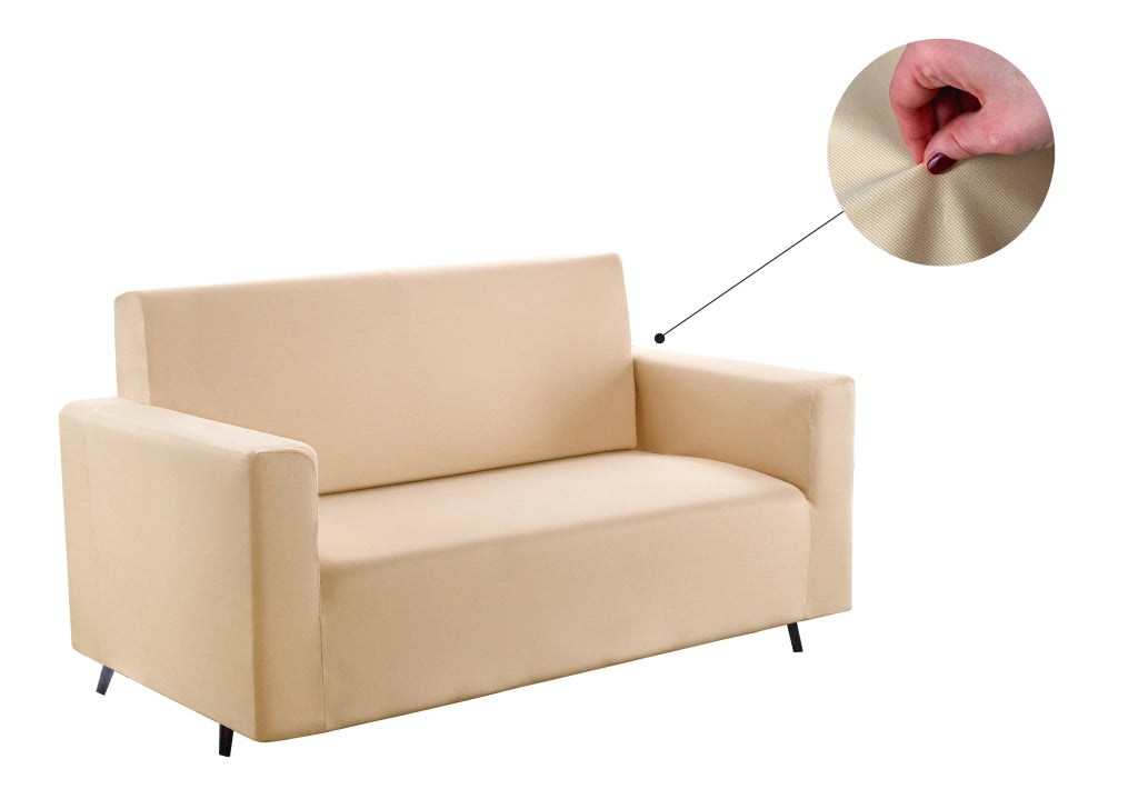 Copridivano Tinta Unita Elasticizzato Antimacchia Modello Sagomato Colore Panna - Poltrona - Panna