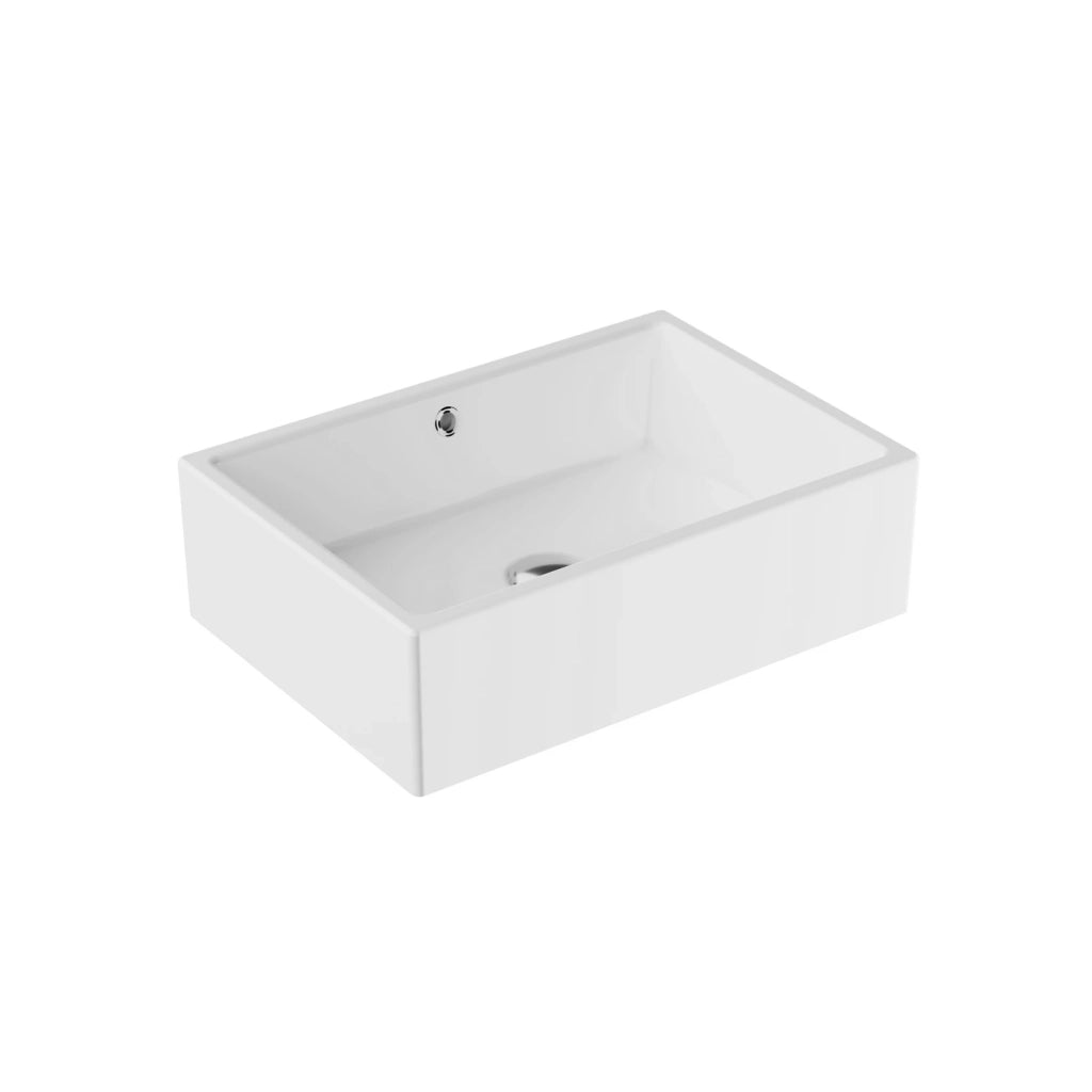 Lavabo da appoggio rettangolare con troppopieno 51,5x36x15 cm Bianco