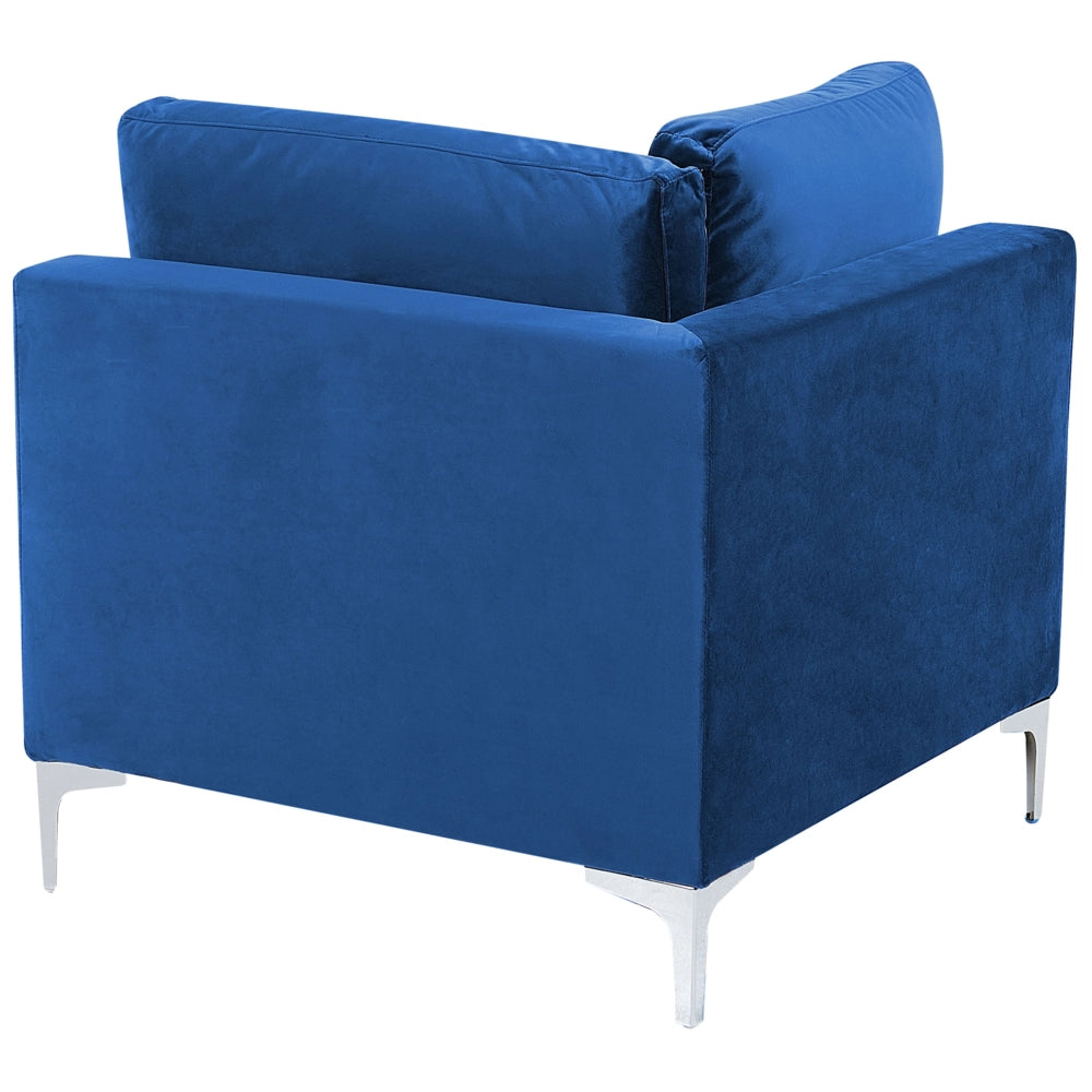 Divano Componibile Velluto Blu Marino 3 Posti Con Gambe In Metallo Argento ottomana Stile Glamour