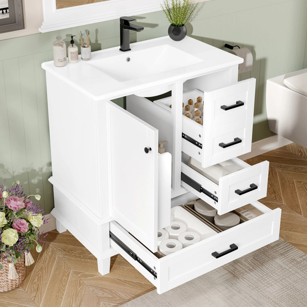 MOBILE BAGNO con lavabo integrato 76x46x83,5 cm MDF bianco freestanding