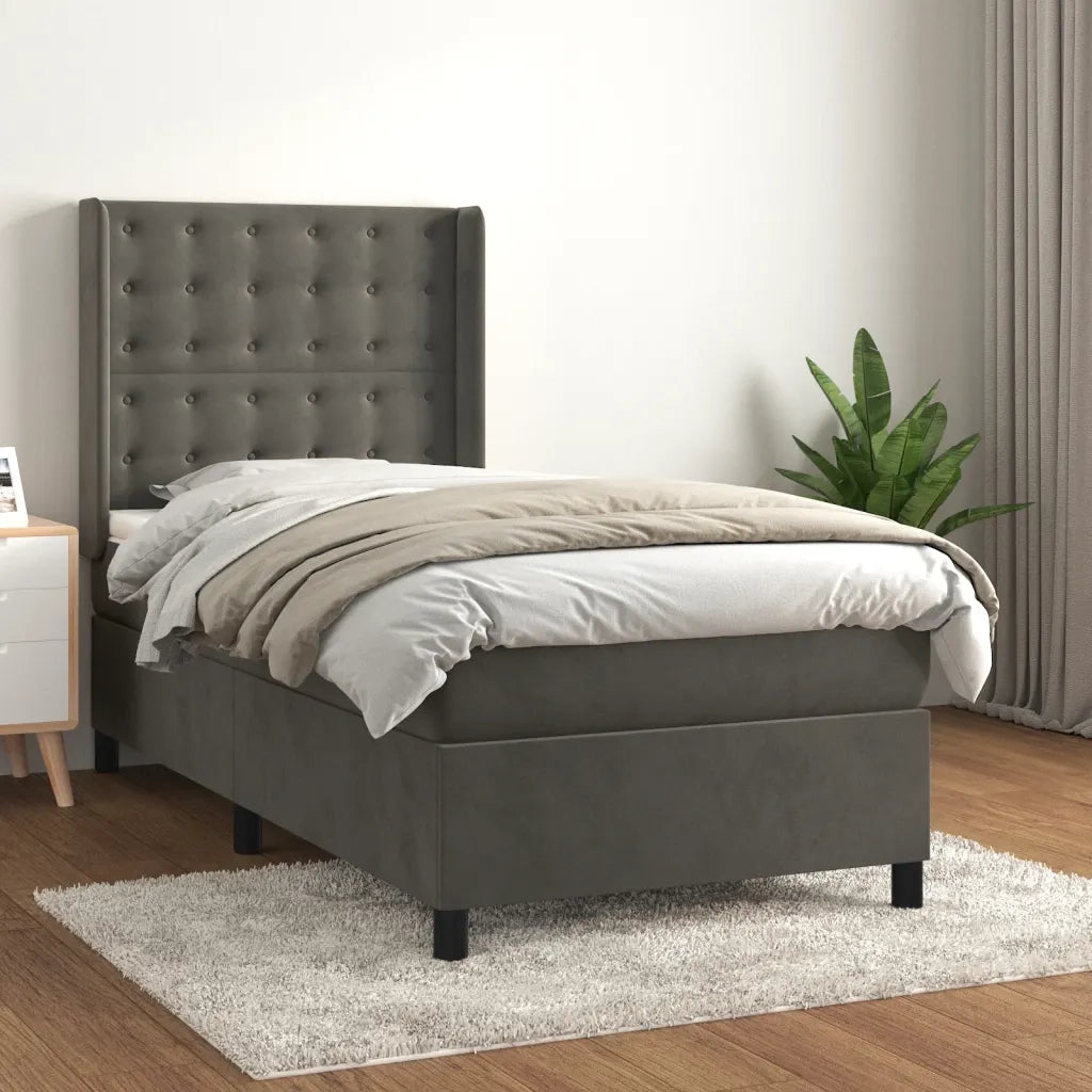 Giroletto a Molle con Materasso-Struttura Letto Grigio Scuro 80x200 cm Velluto 212042
