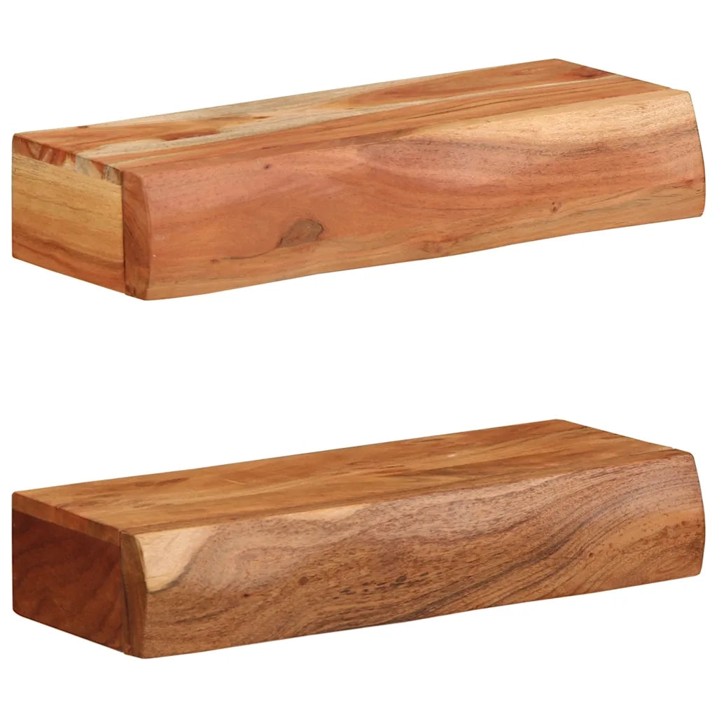 Mensole da Parete 2 pz 40x17x8 cm in Legno Massello di Acacia