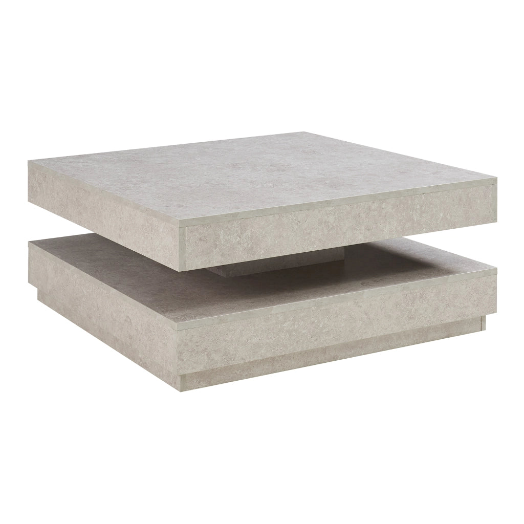 Tavolino da Caffè Florenz con Piano Girevole per Salotto Soggiorno 76 x 76 x 38 cm - Effetto Cemento Chiaro [en.casa]