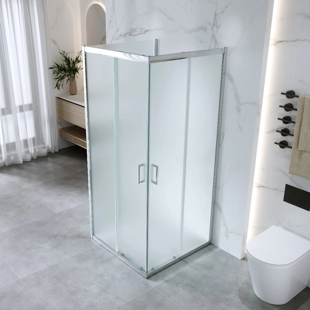 Box Doccia 3 Lati 80x80x80 Cm H185 cm vetro Opaco 6 mm Apertura Scorrevole| Kiro