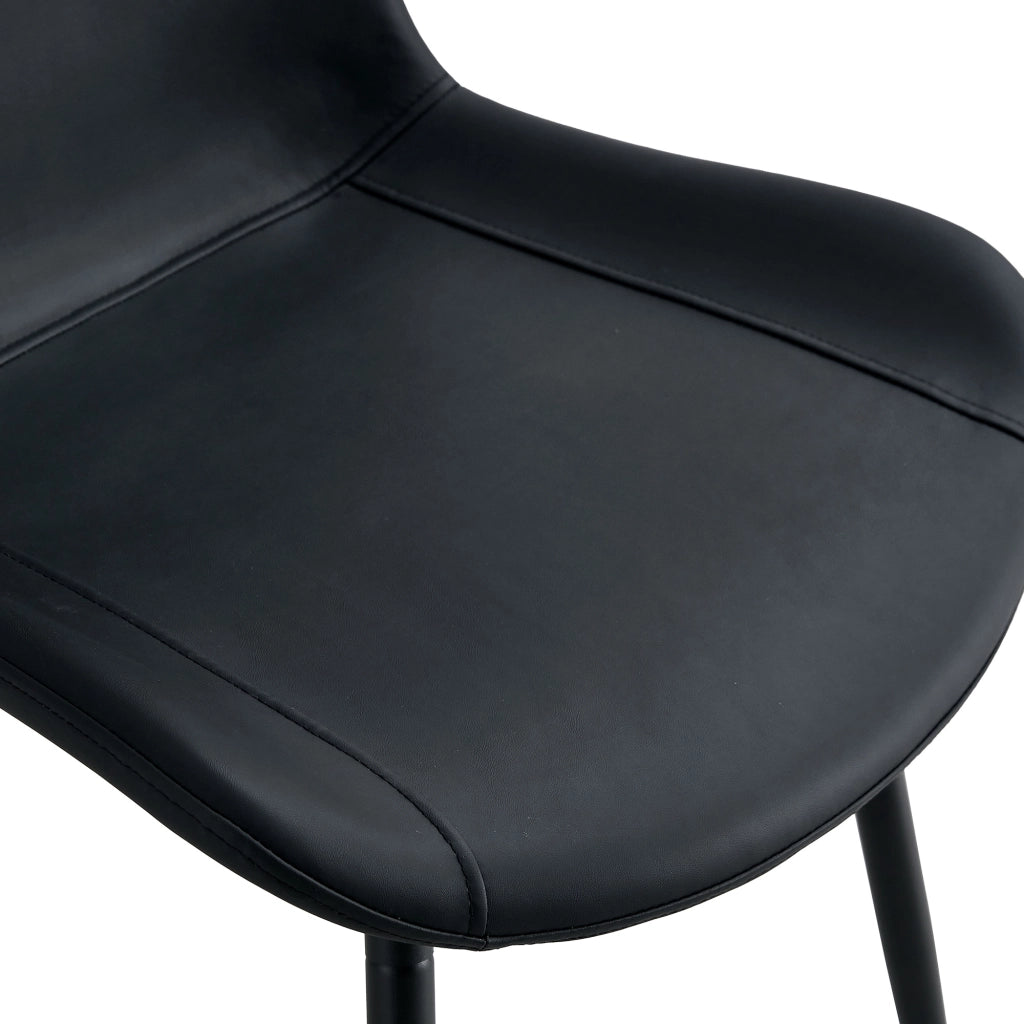 Set tavolo da pranzo e sedie con 1 tavolo rotondo e 4 sedie in MDF effetto legno; metallo e similpelle nera