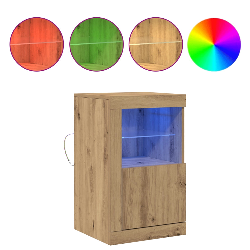 Sideboard  con luci LED in rovere artigianale 41x37x67 cm