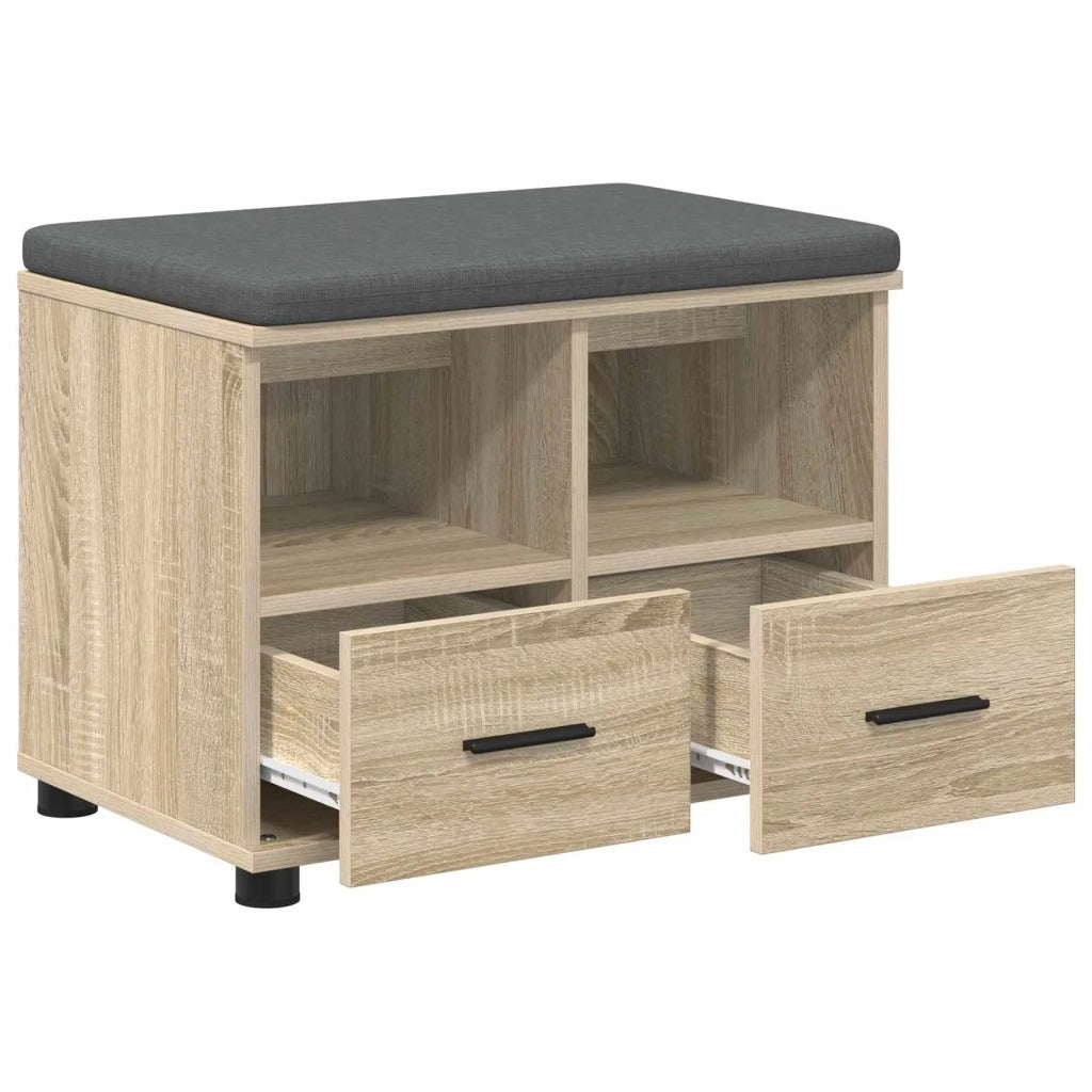 Panca per ingresso con cuscino-Sgabello-Panca da Corridoio Rovere Sonoma 60 x 38 x 46 cm 381489