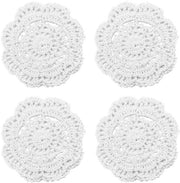 Decorazione da soggiorno elegante a maglia a mano - set di 4 doilies in cotone a maglia.