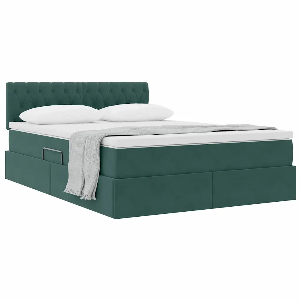 Letto con Contenitore Verde Scuro 140 x 200 cm Velluto