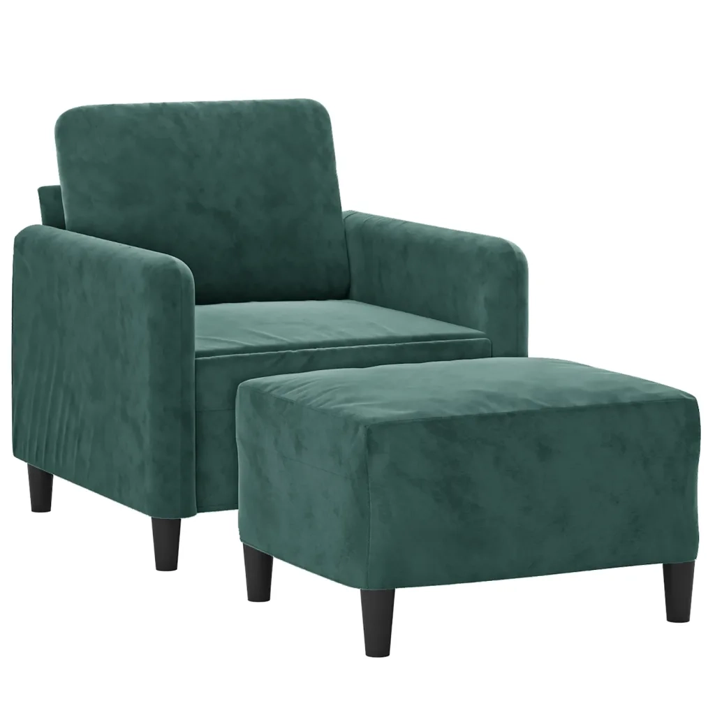 Poltroncina con Poggiapiedi Verde Scuro 60 cm in Velluto 3201166