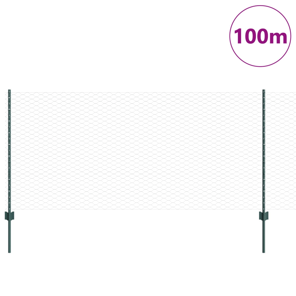 Pali di Recinzione  11 pcs Canale a U Verde 100 cm Acciaio