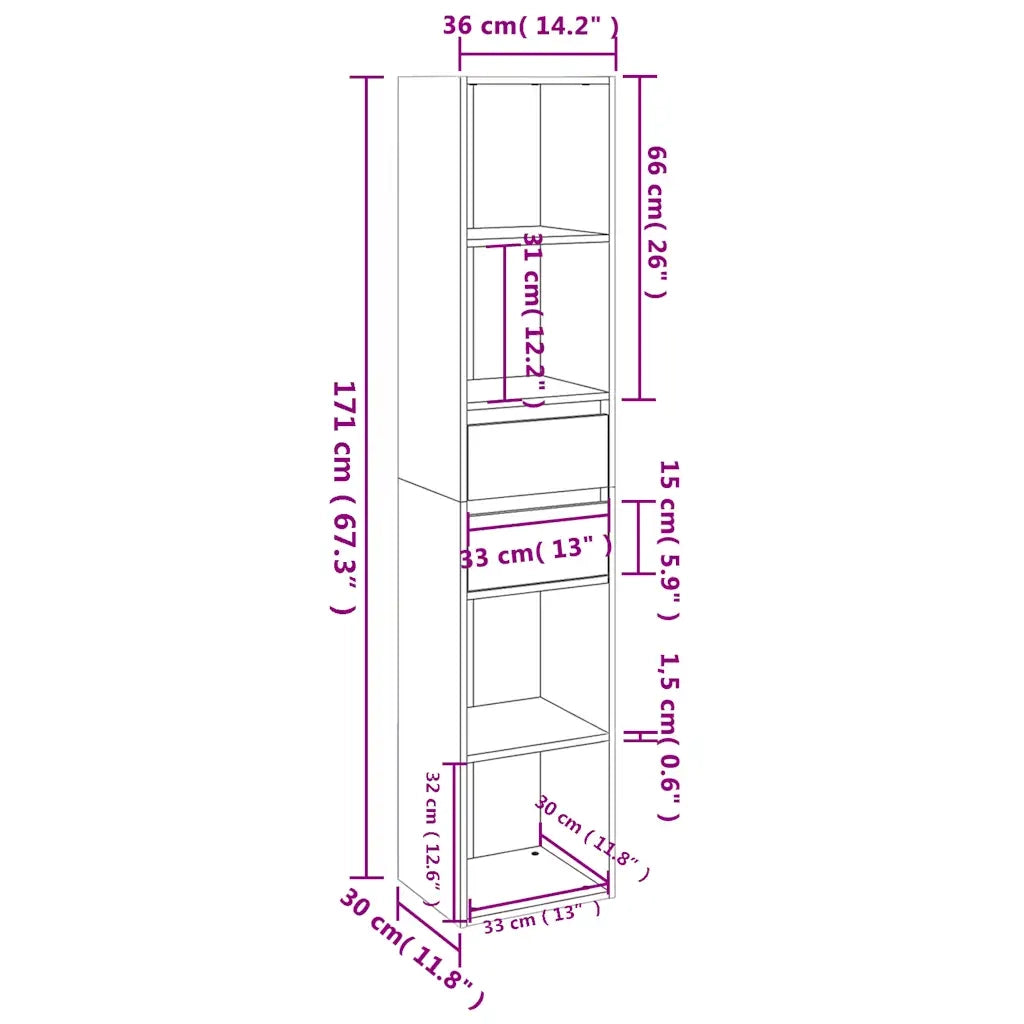 Libreria Rovere Fumo 36x30x171 cm in Legno Multistrato cod mxl 33774