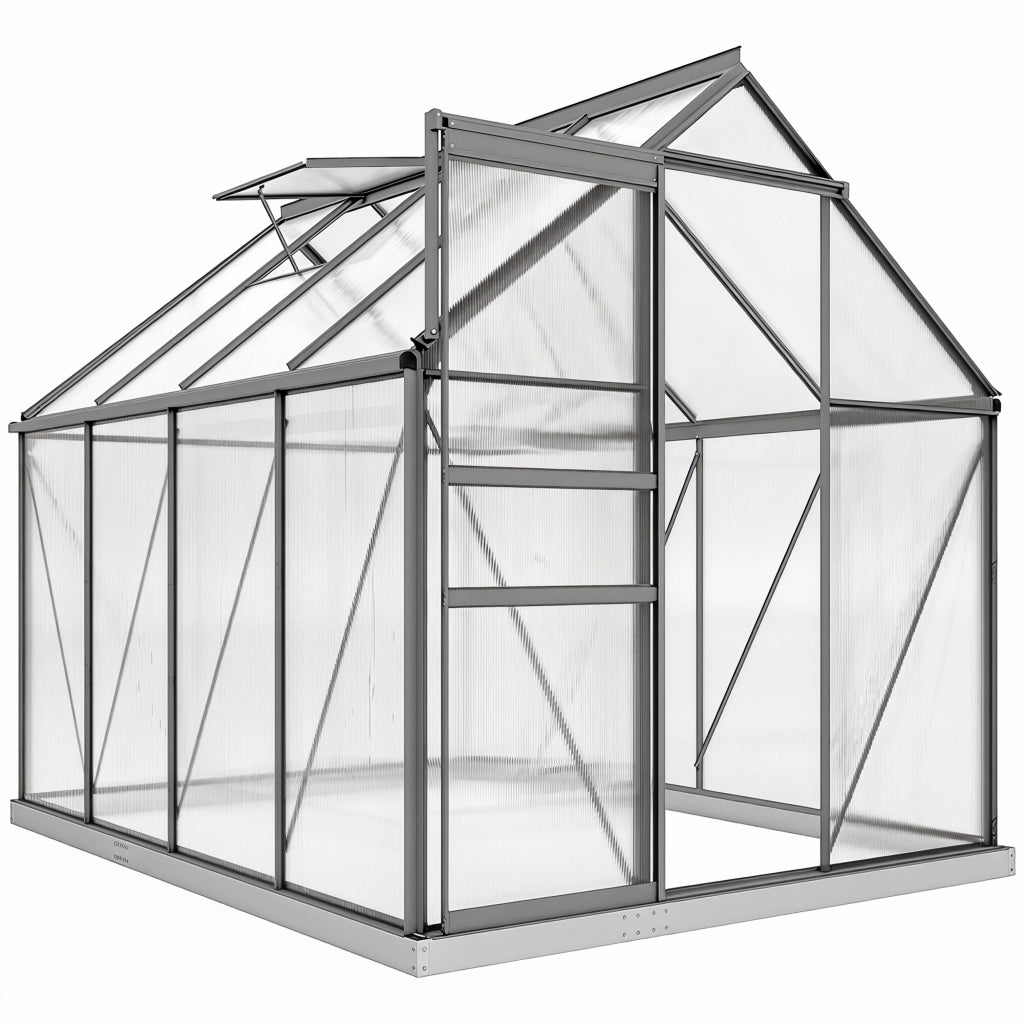 Serra Giardino in Policarbonato e Alluminio con Finestra e Porta Scorrevole ¨C Zephmum ¨C Grigio 190x253x199 cm