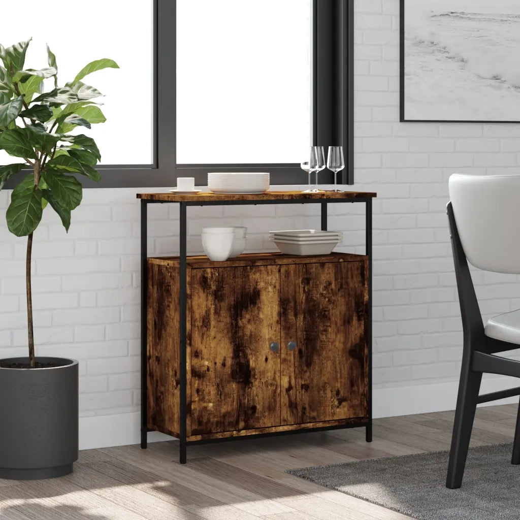 Credenza-Buffet-Armadio da cucina Rovere Fumo 70x30x80 cm in Legno Multistrato 113024