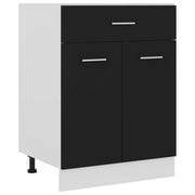 Mobiletto da cucina semplice con cassetti 60 x 46 x 81 cm design moderno pratico contenitore legno nero 02_0047664