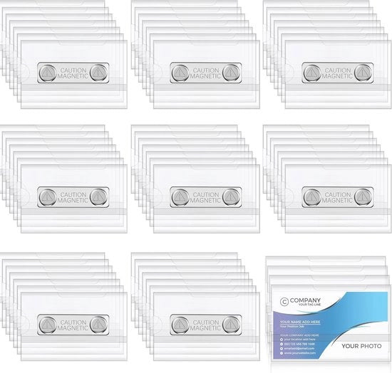 Supporto per Nome Magnetico - Etichette di Identificazione - 60 pezzi - PVC - 9 x 5,5 cm