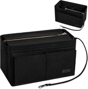 Organizzatore di borsa a mano, tas in tas, tas interno, borse interne, organizzatore di borsa a mano con tasetto rimovibile e cintura per chiavi (nero 1, L)