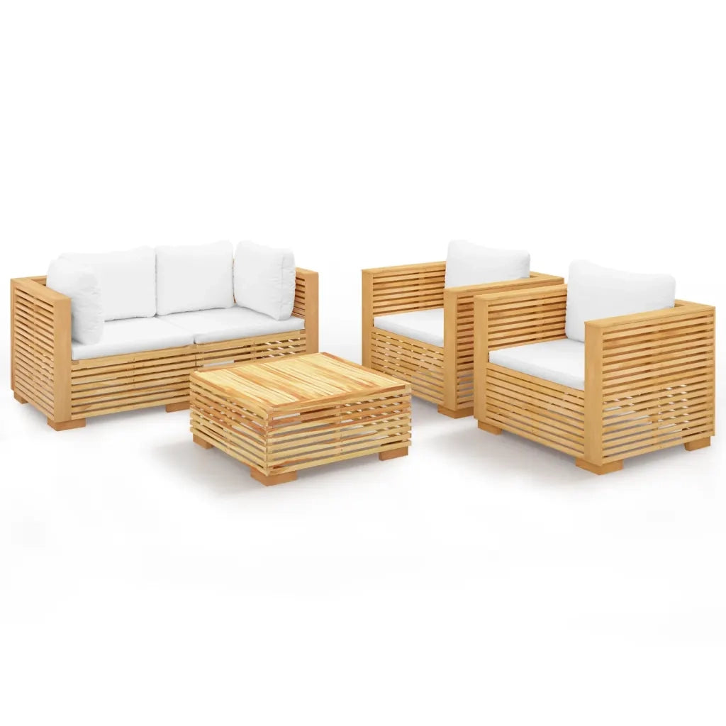 Set Divani da Giardino 5 pz con Cuscini Legno Massello di Teak 3100869