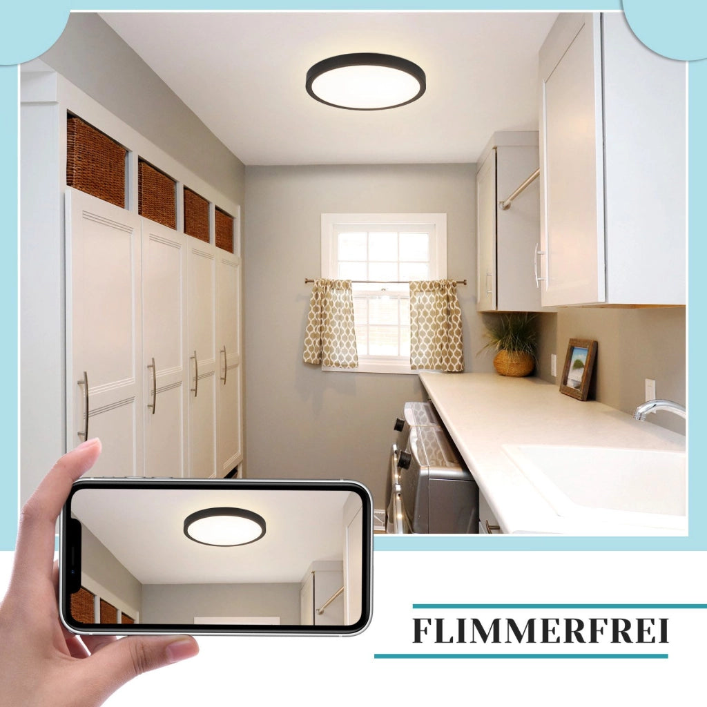 ZMH Lampada da soffitto LED piano 18 cm 15W nero 4000K moderna per cucina corridoio camera letto