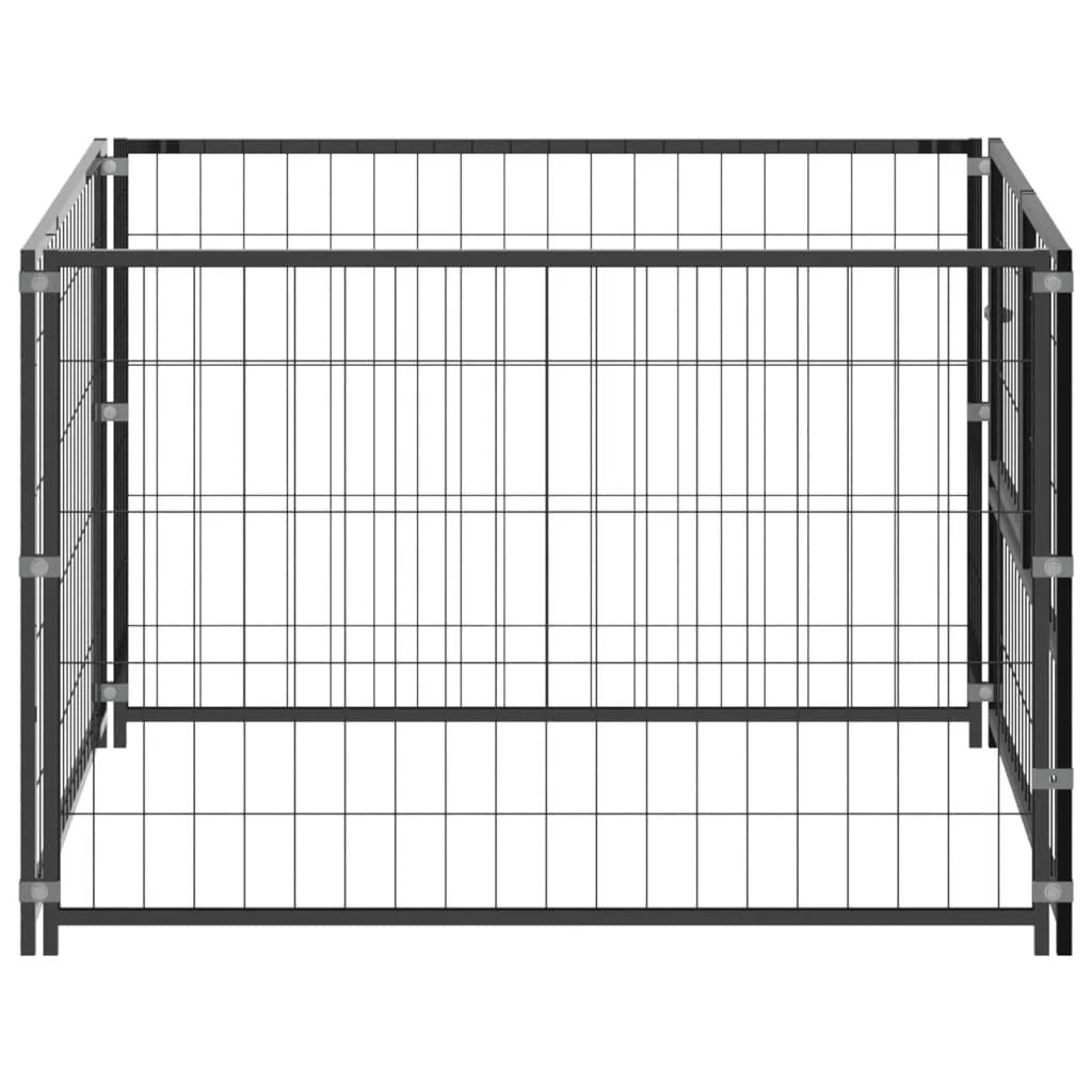 Gabbia per cani da esterno recinto per animali parco cani nero 100 x 100 x 70 cm acciaio 02_0000489
