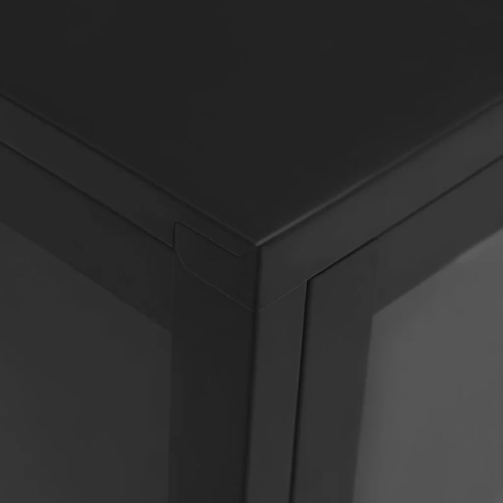 Credenza-Buffet-Armadio da cucina Nera 105x35x70 cm in Acciaio e Vetro