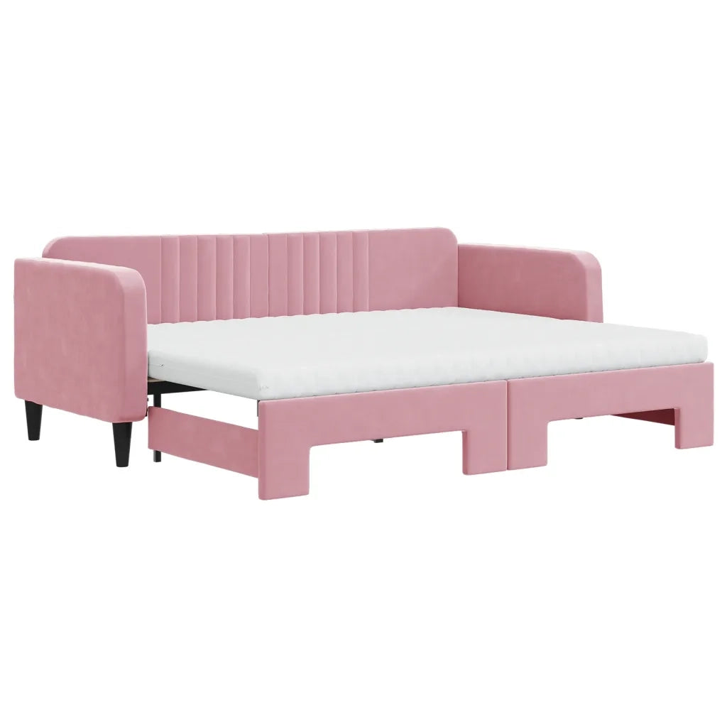 Divano Letto Estraibile con Materassi Rosa 80x200 cm Velluto 3197083