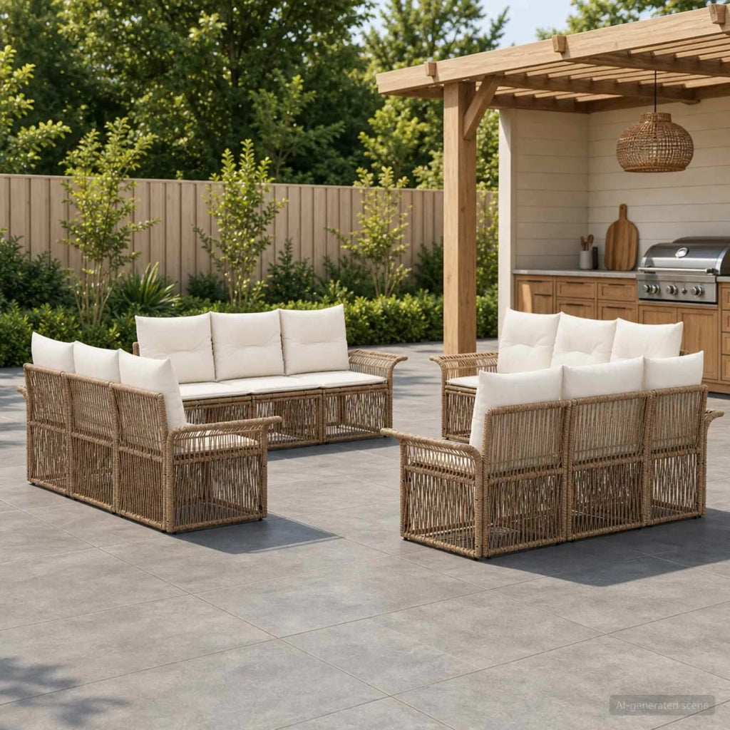 Set Divano da Giardino 12 pz Beige polyrattan 3434781