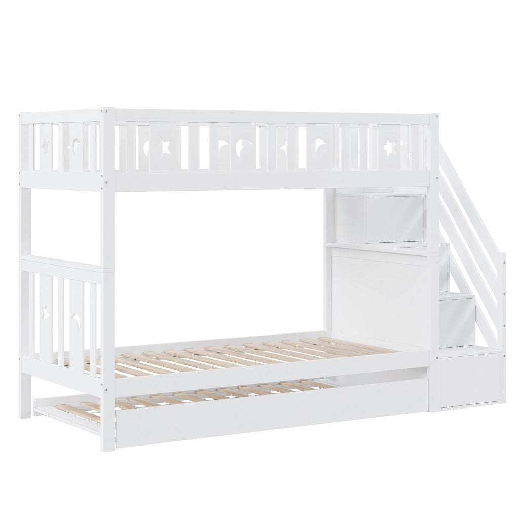 LETTO A CASTELLO CON LETTO ESTRAIBILE 90x200 cm BIANCO IN LEGNO