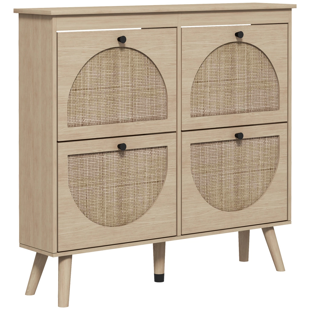 Scarpiera con 4 ante e ripiano regolabile ¨C zephmum ¨C legno massello naturale 105x24x97.5 cm