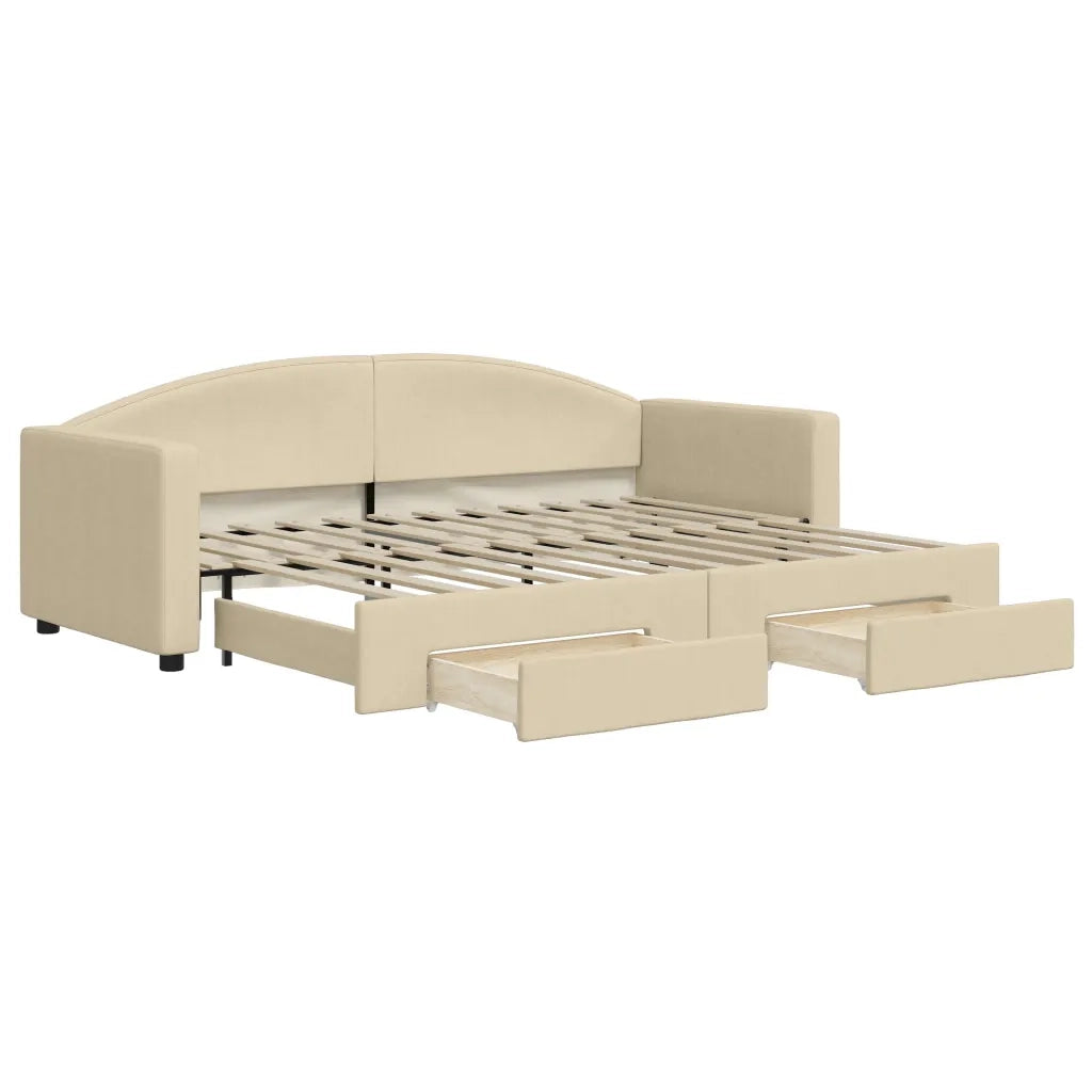 Divano Letto Estraibile con Cassetti-Sofa Letto-Daybed Crema 80x200 cm in Tessuto 978224