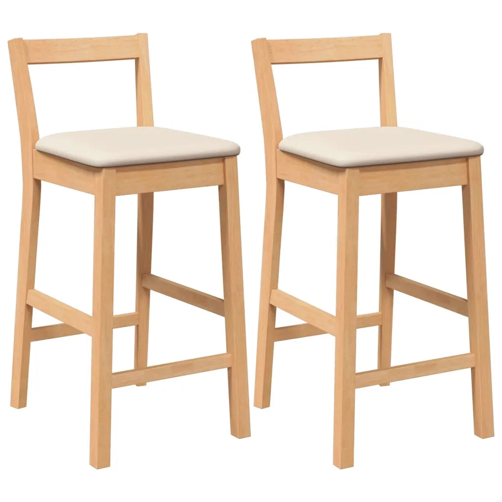 Sgabelli da Bar con Cuscini 2pz Naturale Legno Massello Hevea 4102586