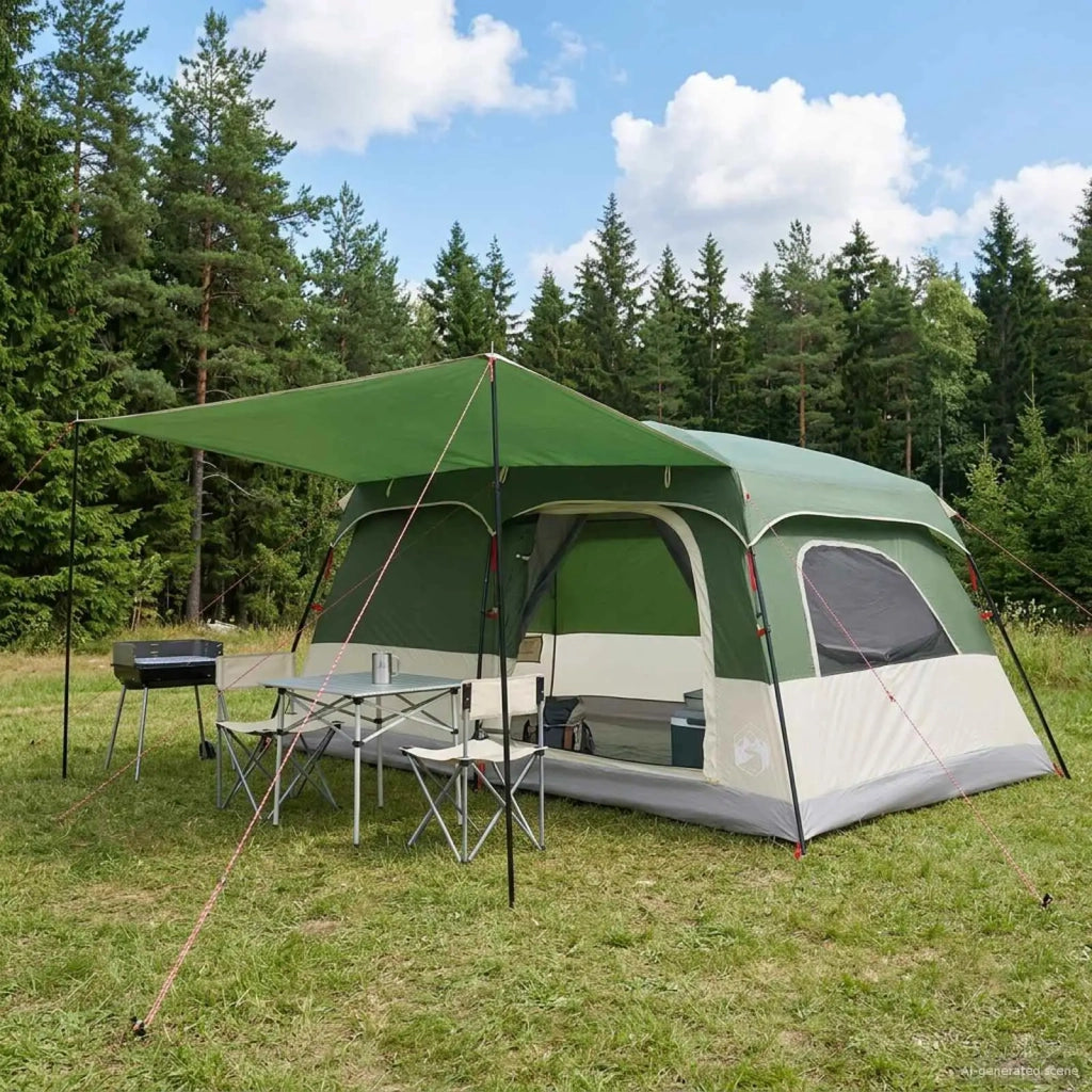 Tenda Familiare Verde 420 x 305 x 200 cm Poliestere e Acciaio 42028497