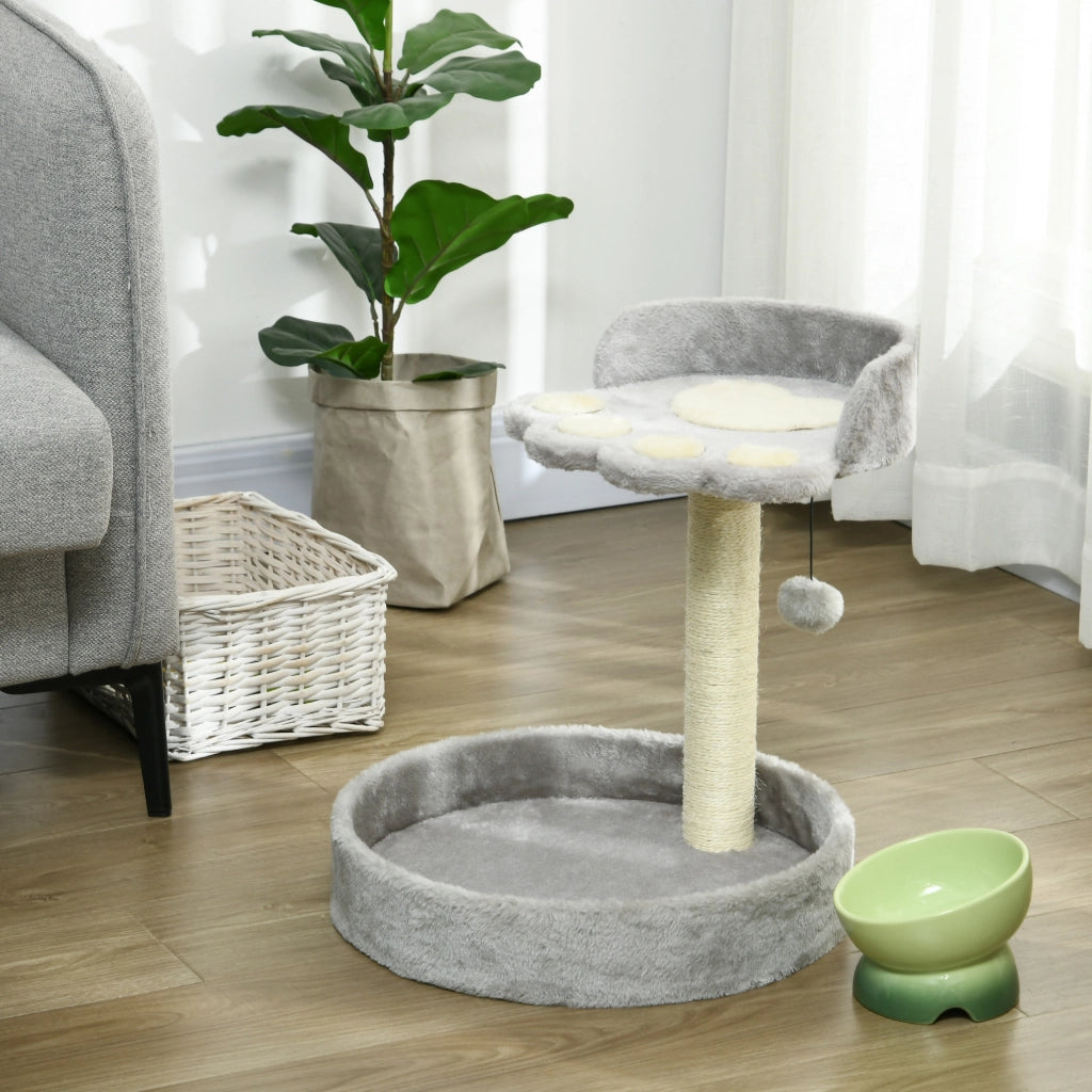 Tiragraffi per Gatti 41x41x44 cm Doppio Lettino in Juta e Peluche Grigio Chiaro