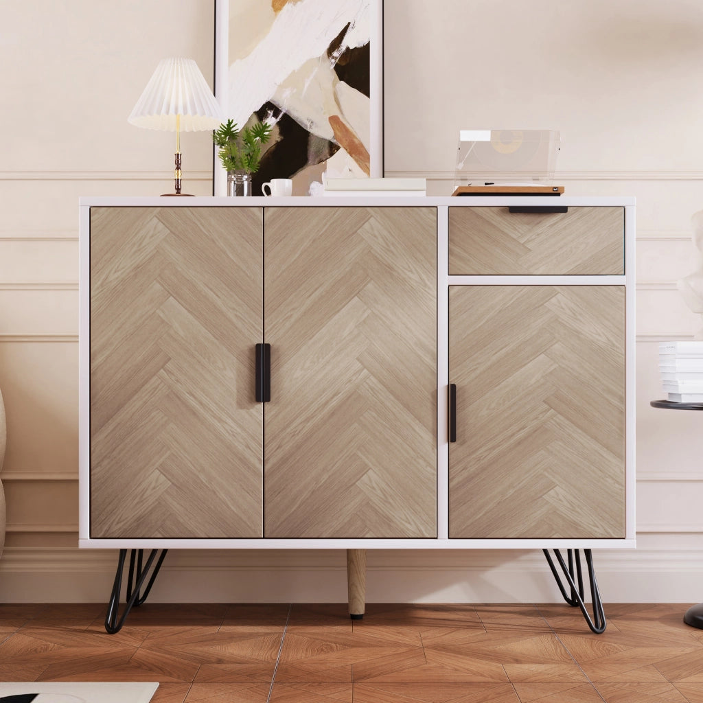 ARMADIO contenitore 90x30x71,5 cm bianco e effetto legno con cassetto e 3 ante