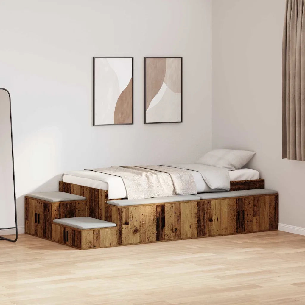 Struttura letto con contenitore con archiviazione Legno vecchio 3335595