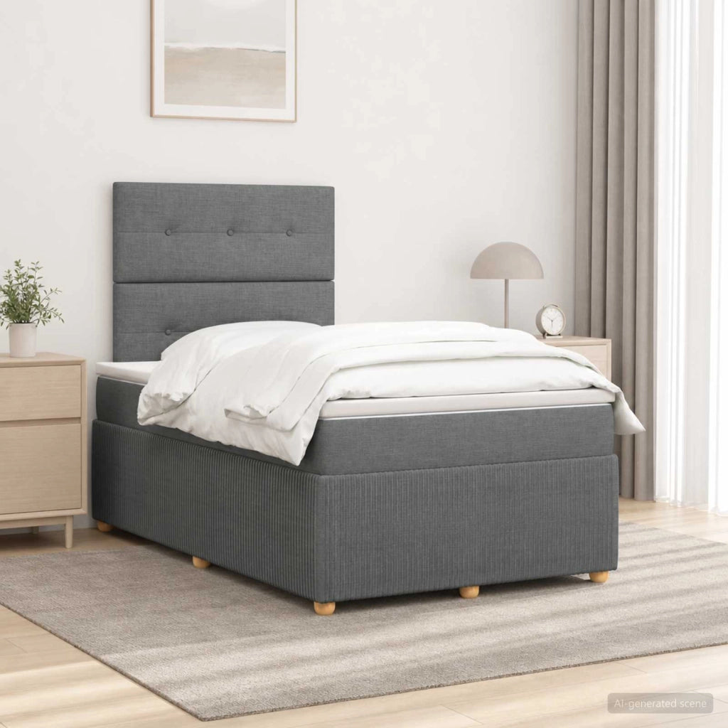 Letto Box Spring LED con Materasso Grigio Scuro 120 x 200 cm 3455833