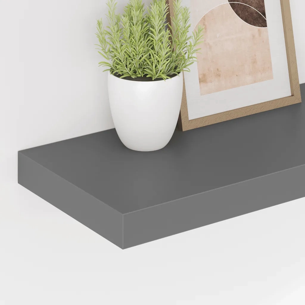 Scaffali a Parete 2 pz Grigio Lucido 60x23,5x3,8 cm in MDF 323791