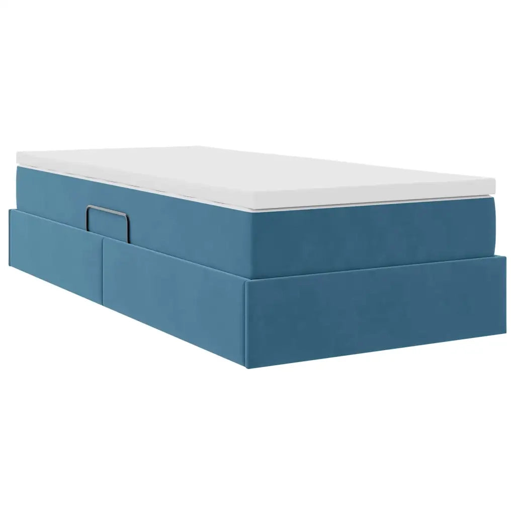 Letto con contenitore e materasso Blu Scuro 90 x 190 cm Velluto 3370273