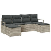 Set di divani 6 pz | Set Salotto da Giardino Grigio chiaro polyrattan