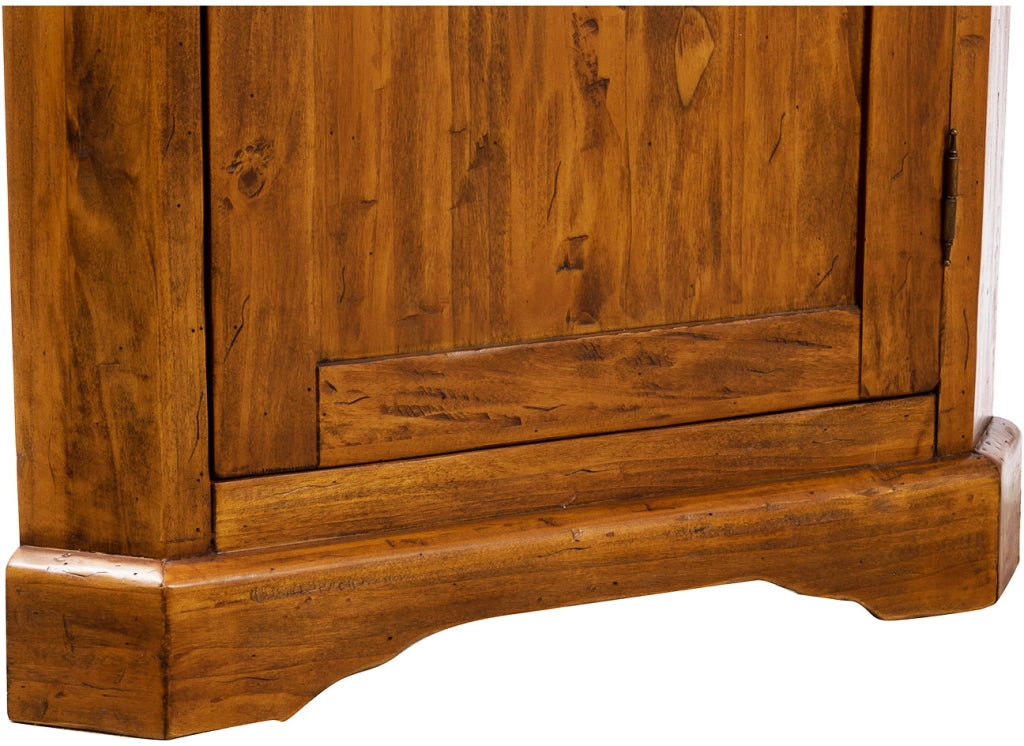 Biscottini Angoliera Country in legno massello di tiglio finitura noce L50xPR50xH92 cm. Made in Italy