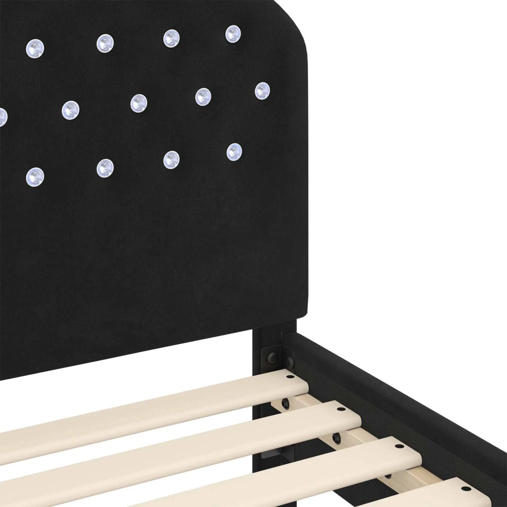Struttura letto bambini con testata Nero 90 x 190 cm Velluto 42011122